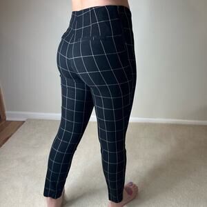 a new day Black Leggings with Windowpane Pattern